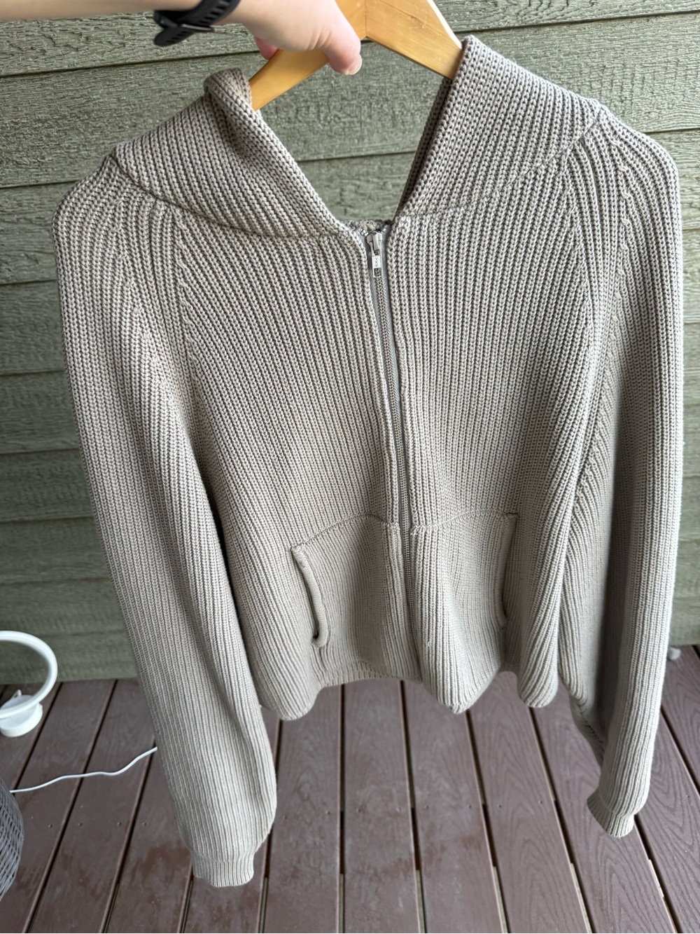 VWOOLLO Star Knit Zip-Up Hoodie